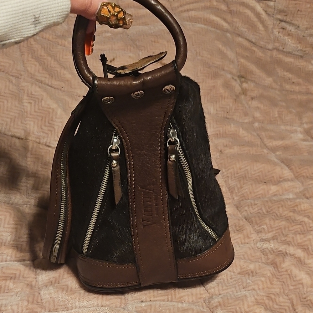 Valentina Dark Brown and Black Crossbody Bag